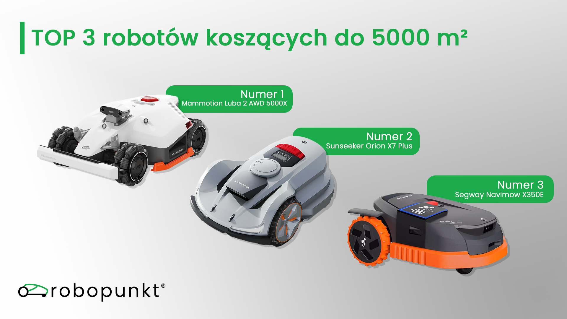 Ranking TOP 3 roboty koszące do 5000 m²
