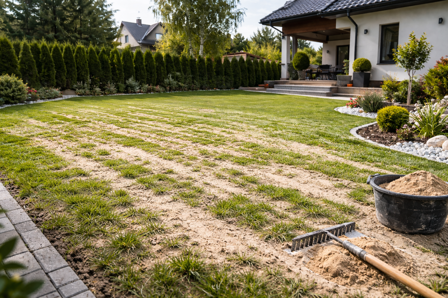 Piaskowanie trawnika